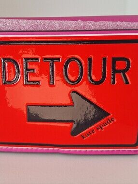 Kate Spade Red & Pink Patent DETOUR Arrow Wallet NWT
